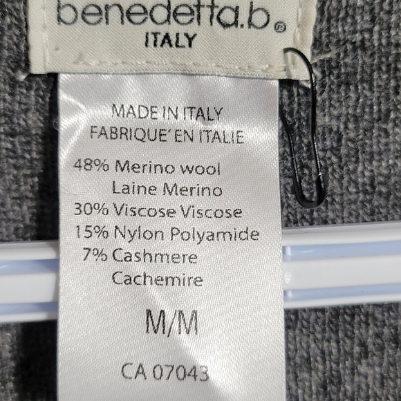 Benedetta.b merino wool made in Italy medium open cardigan grey herringbone patt - Picture 6 of 6